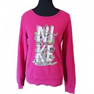 Nike Athletic Dept Pink Long Sleeve Top – Glitter Lime Green Logo, Size M